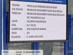 REHAB SILUMAN DI SD NEGERI APA’AN 2 TAK ADA PENANGGUNG JAWAB. DARI CV. Samsu Indah Abadi