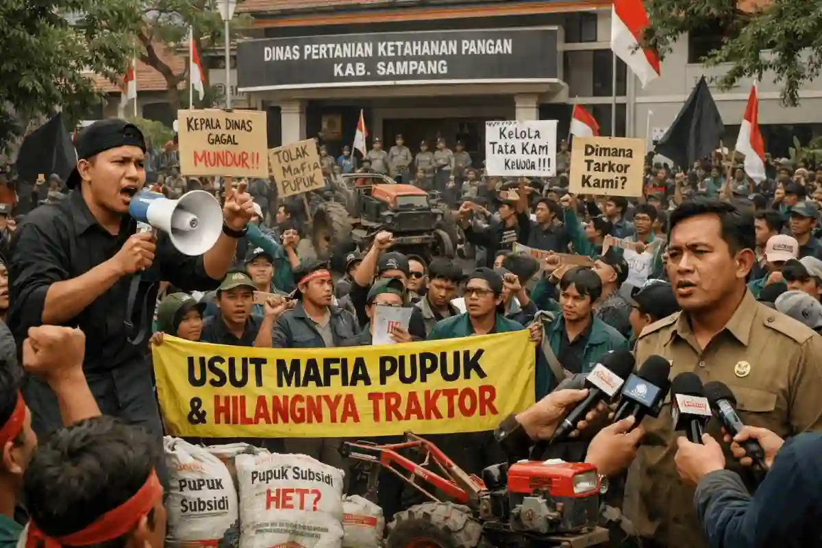 Massa Geruduk Kantor Disperta-KP Sampang, Soroti Dugaan Mafia Pupuk dan Hilangnya Aset Traktor