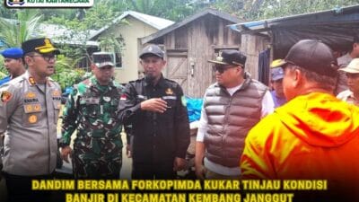 Dandim Bersama Forkopimda Kukar Tinjau Kondisi Banjir di Kecamatan Kembang Janggut