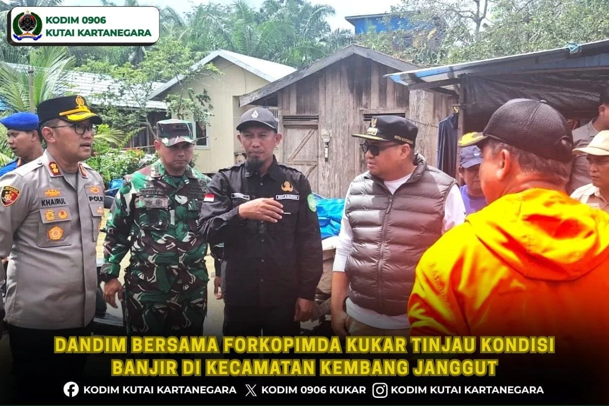Dandim Bersama Forkopimda Kukar Tinjau Kondisi Banjir di Kecamatan Kembang Janggut