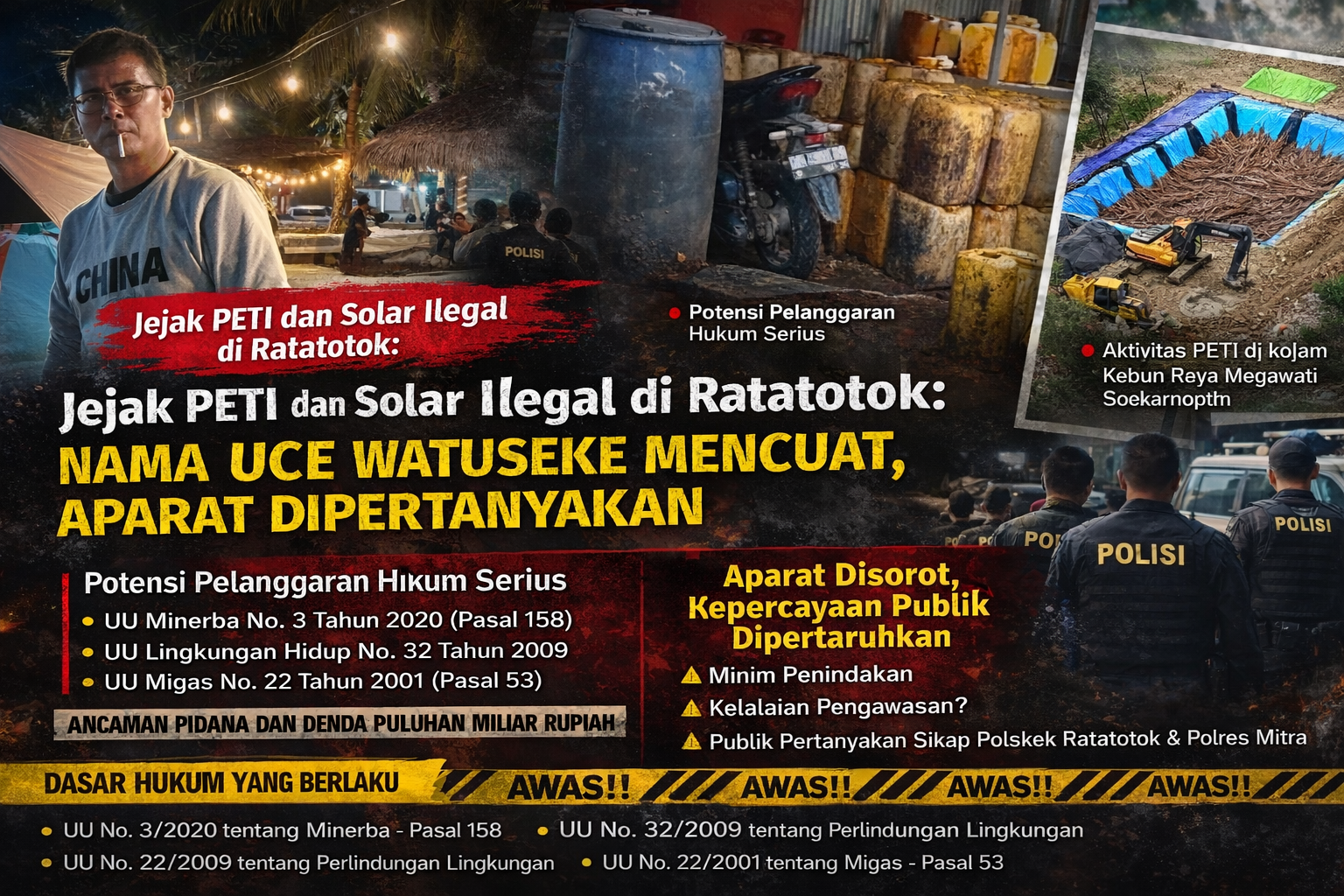 Heboh! Dugaan PETI dan Solar Ilegal di Mitra, Warga Sorot Nama Uce Watuseke