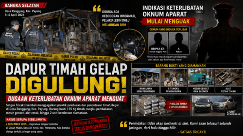 Dapur Timah Ilegal Digerebek! Dugaan Oknum Aparat Terlibat Mulai Terkuak