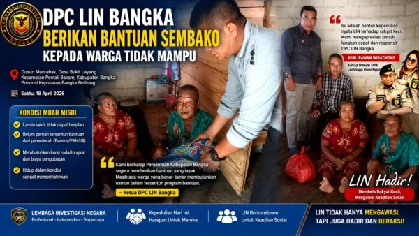 DPC LIN Bangka Salurkan Bantuan Sembako untuk Lansia Tak Mampu, Ketum DPP LIN Beri Apresiasi Tinggi
