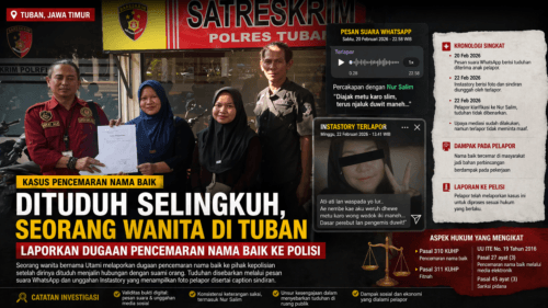 DITUDUH SELINGKUH, SEORANG WANITA DI TUBAN LAPORKAN DUGAAN PENCEMARAN NAMA BAIK KE POLISI