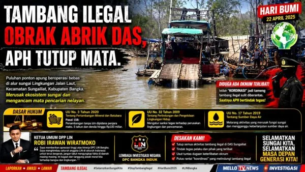 HARI BUMI TERCORENG PULUHAN PONTON TAMBANG ILEGAL BEROPERASI BEBAS