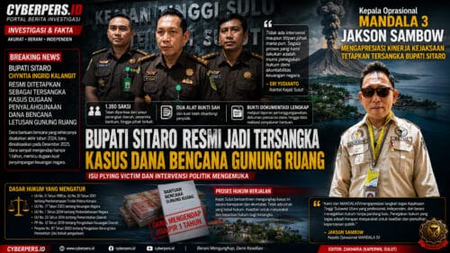 Bupati Sitaro Jadi Tersangka Kasus Dana Bencana Gunung Ruang Putra Daerah Apresiasi Langkah Kejati Sulut, Dugaan Penyalahgunaan Dana Bantuan Jadi Sorotan Publik