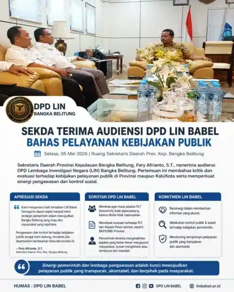 Sekda Babel Terima Audiensi LIN, Dorong Penguatan Pengawasan dan Perbaikan Pelayanan Publik