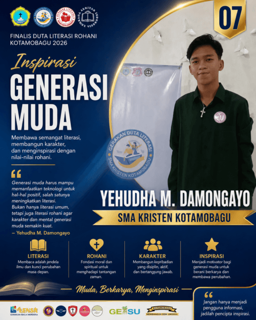 Yehudha Damongayo, Finalis Duta Literasi Rohani yang Menginspirasi Generasi Muda Kotamobagu