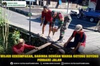 Wujud Kekompakan, Babinsa dengan Warga Gotong Royong Perbaiki Jalan