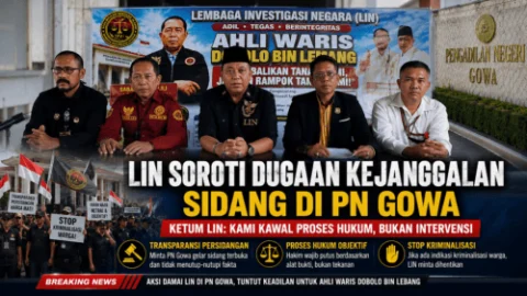 KETUM LIN, DPD LIN SULSEL, WAKIL PANGLIMA KOMANDO DAN PBH-LIN GELAR KONFERENSI PERS USAI AKSI DAMAI DI PN GOWA