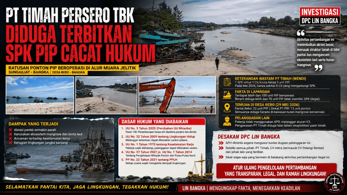 PT Timah Tbk Diduga Terbitkan SPK PIP Bermasalah, LIN Bangka Soroti Dugaan Pelanggaran dan Kerusakan Lingkungan