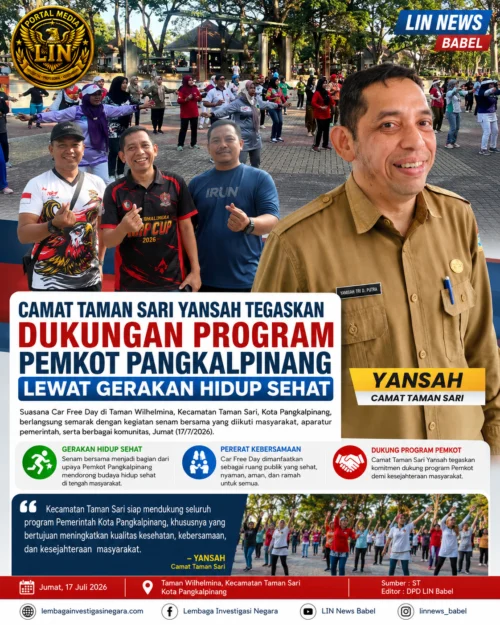 CAMAT TAMAN SARI YANSAH TEGASKAN DUKUNGAN PROGRAM PEMKOT PANGKALPINANG LEWAT GERAKAN HIDUP SEHAT