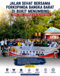 Kapolres Bangka Barat Jalan Sehat Bersama Forkopimda di Bukit Menumbing, Bupati Markus: Mari Lestarikan dan Promosikan Menumbing