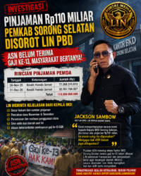 Gaji ke-13 Belum Dibayar, Ketua DPD LIN Papua Barat Daya Jackson Sambow Desak Kepala BKD Sorong Selatan Buka Penggunaan Pinjaman Rp110 Miliar