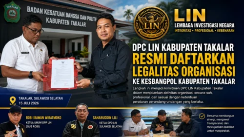 DPC LIN Kabupaten Takalar Resmi Daftarkan Legalitas Organisasi ke Kesbangpol Takalar