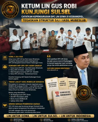 Ketum LIN Gus Robi Dampingi Pencatatan DPC LIN Gowa di Kesbangpol, Tegaskan Kepengurusan Sah Hasil MUBESLUB