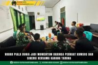 Nobar Piala Dunia Jadi Momentum Babinsa Perkuat Komsos Dan Sinergi Bersama Karang Taruna