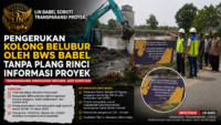Pengerukan Kolong Belubur BWS Babel Disorot, Proyek Swakelola Rp200 Juta Tanpa Plang Rinci