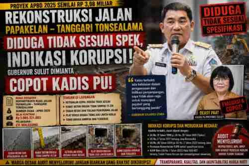 Diduga Tak Sesuai Spesifikasi, Proyek Rekonstruksi Ruas Jalan Papakelan–Tanggari Tonsea Lama Senilai Rp3,98 Miliar Jadi Sorotan, Warga Desak Audit dan Evaluasi.