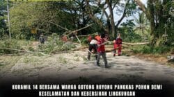 Koramil 14 Bersama Warga Gotong Royong Pangkas Pohon Demi Keselamatan dan Kebersihan Lingkungan