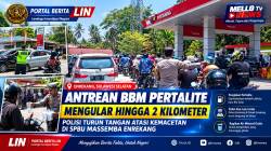 Antrean BBM Pertalite Mengular hingga 2 Kilometer di SPBU Massemba Enrekang, Polisi Turun Tangan Atasi Kemacetan