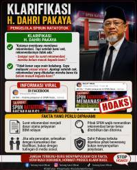 KLARIFIKASI H. DAHRI PAKAYA: INFORMASI SPBUN RATATOTOK YANG VIRAL DI FACEBOOK DISEBUT HOAKS, “KATANYA BAWA REKOMENDASI, SETELAH DICEK TIDAK ADA SURAT REKOMENDASI YANG MASUK!”