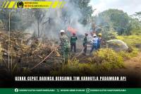 Gerak Cepat Babinsa Bersama Tim Karhutla Padamkan Api