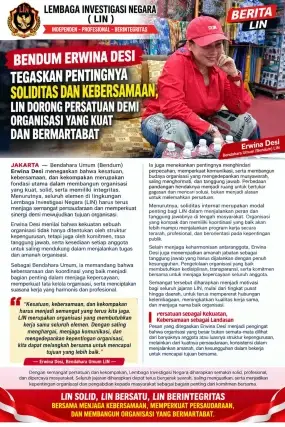 BENDUM ERWINA DESI TEGASKAN PENTINGNYA SOLIDITAS DAN KEBERSAMAAN, LIN DORONG PERSATUAN DEMI ORGANISASI YANG KUAT DAN BERMARTABAT