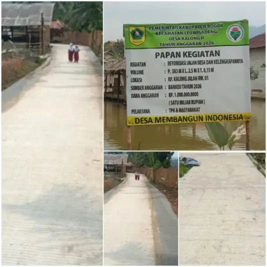 Pproyek BETONISASI Jalan Desa Kalong ll RP 1.000.000.000 (satu milyar Rupiah) Diduga Tidak Sesuai Spesifikasi