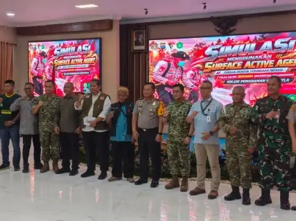 Perkuat Sinergi Penanganan Karhutla, Kasrem 091/ASN Hadiri Simulasi Cairan SAA di Mapolda Kaltim